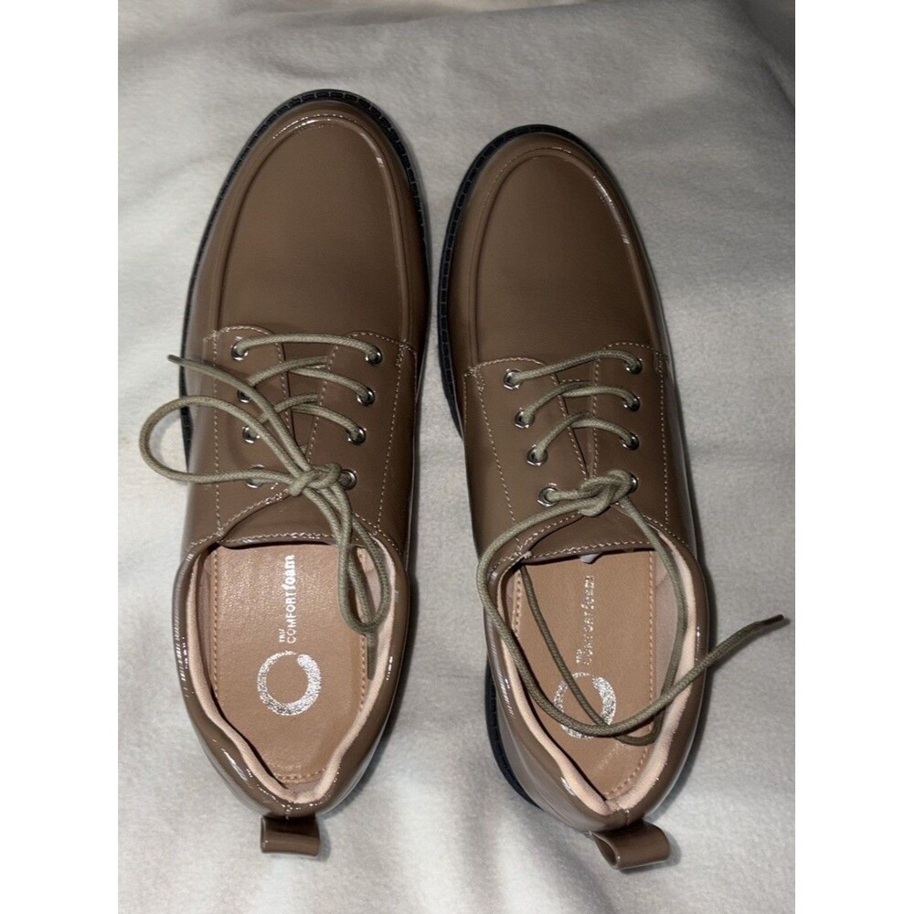 Journee Collection Zina Oxford Shoes Brown Patent Lace Up Women Size 11 Comfort - Picture 13 of 14